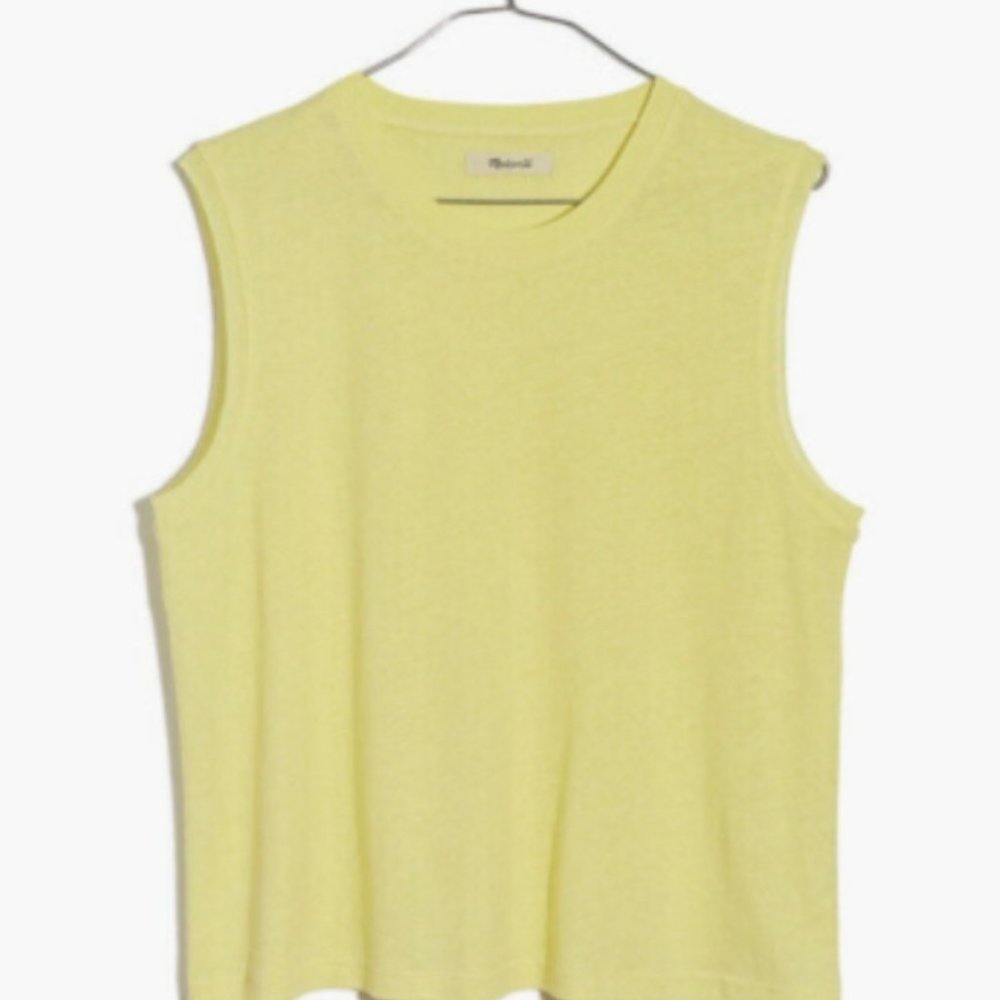 Madewell Raw-Edged Hangout Muscle Tank (Pale Citron) (XS)